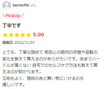 高崎市　レナトス整体院　レビュー